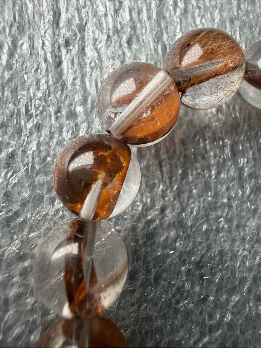 9MM Red Mud Skeleton Quartz Natural Crystal Bracelet